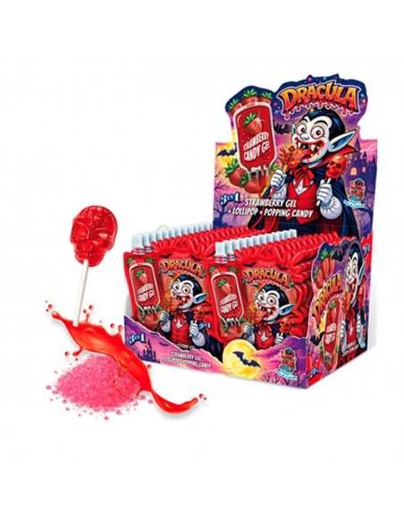 Expositor de Sobre Drácula Mix piruleta, gelatina y pica 24uds KRC