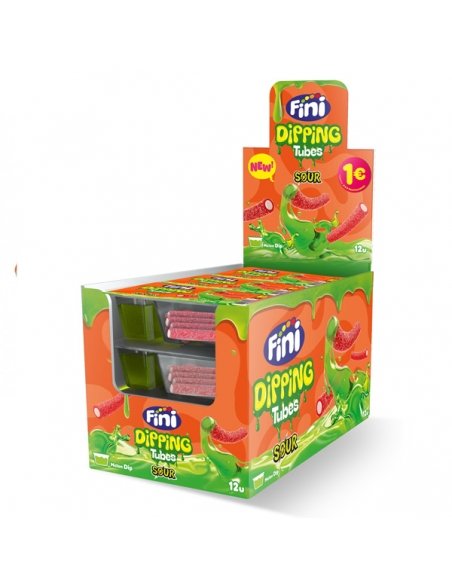 Tarrina Dipping Tool de Rellenitos con ácido Melón 60g 12 uds Fini Golosinas