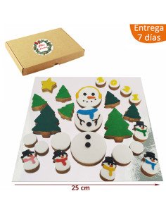 Caja Regalo 24 Galletas Navidad Muñeco de Nieve