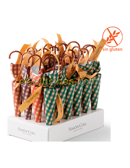 Paraguas Chocolate Gigantes Cuadros 35gr 24uds Simón Coll