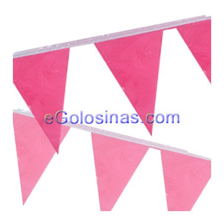 artículos de fiesta guirnalda plastico banderin rosa 10mts