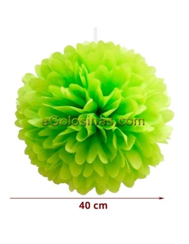 POMPON PAPEL SEDA VERDE 40cm 1ud