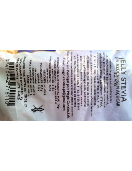 Caramelos Goma Jelly Stevia sin azúcar y veganos 1Kg Gerio