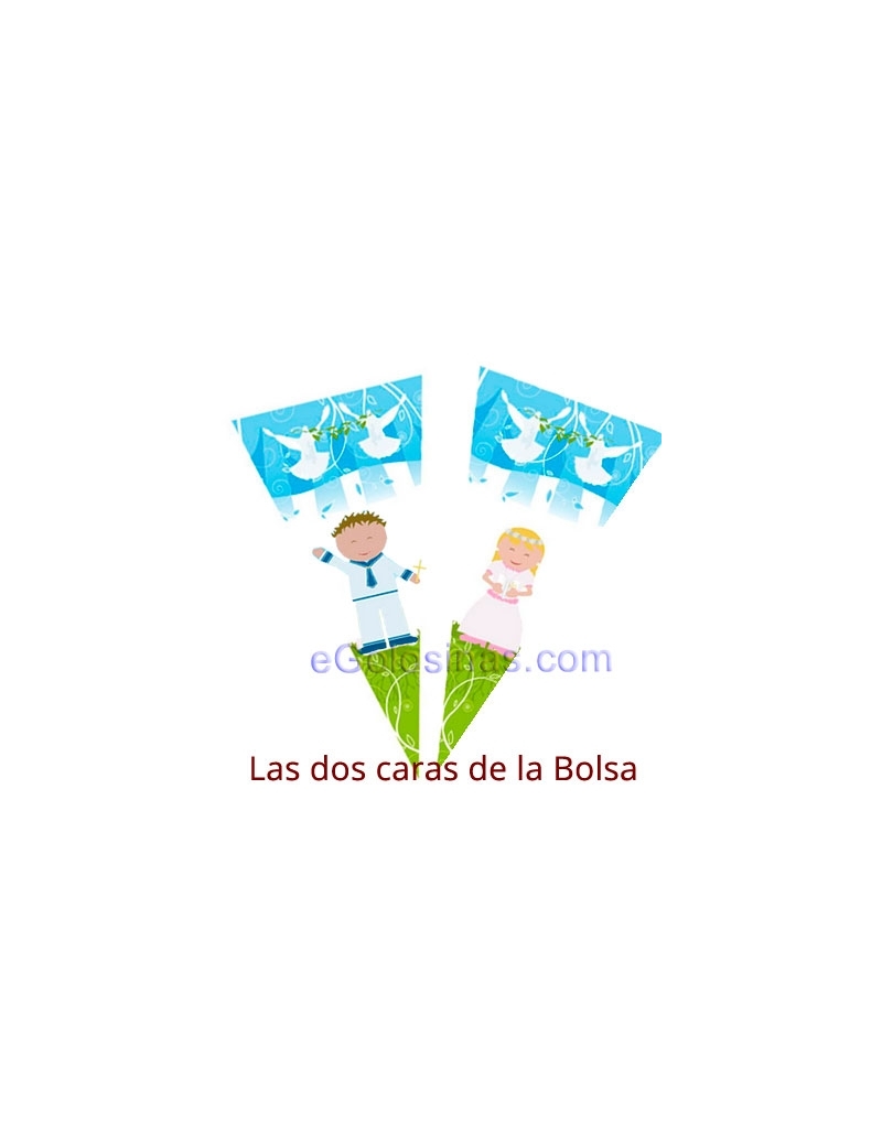 BOLSA CONO COMUNION AZUL 100uds