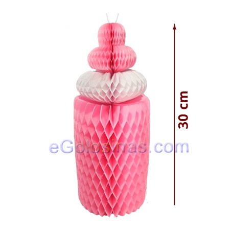 DECORACION ABANICO BIBERON ROSA 1ud