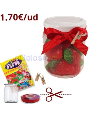 10 BOTES con FRESAS ROJAS y CINTA