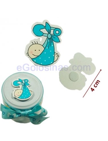 DECORACION DETALLE BEBE MADERA AZUL 12uds