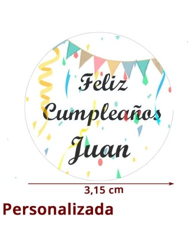 ETIQUETA CUMPLEAÑOS PERSONALIZADA 15uds