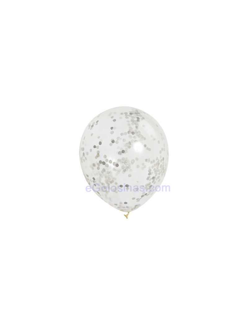 GLOBOS TRANSPARENTE CONFETI PLATA 3uds