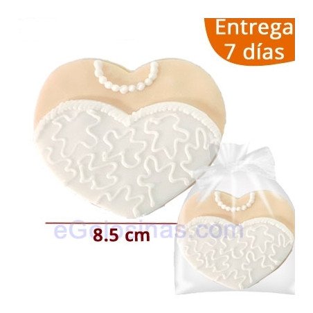 GALLETAS CORAZON VESTIDO NOVIA