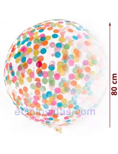 GLOBO GIGANTE TRANSPARENTE CONFETI 80cm