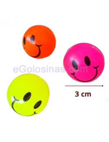 PELOTAS DE GOMA CARAS COLORES 3uds