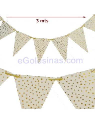 GUIRNALDA BANDERIN ESTRELLAS ORO 3mts