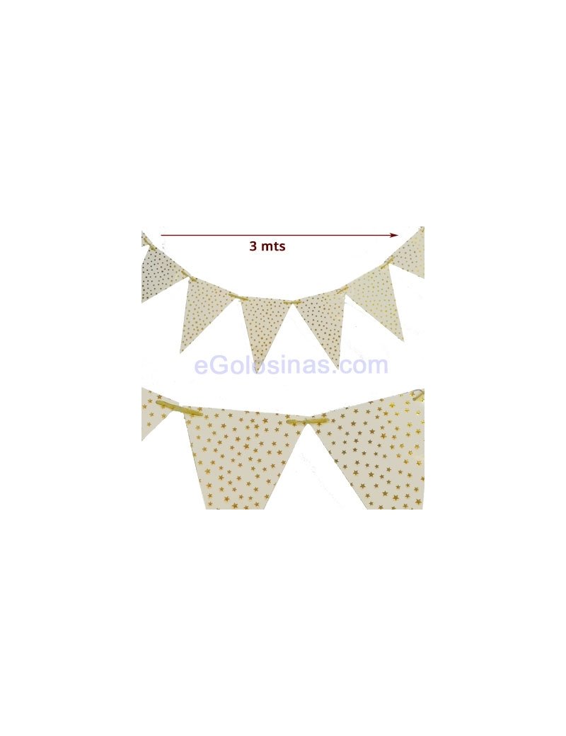 GUIRNALDA BANDERIN ESTRELLAS ORO 3mts