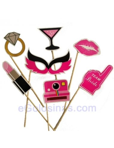 KIT PHOTOCALL FIESTA BODA FUCSIA 7uds para Fiestas y Bodas