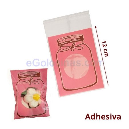 BOLSA CELOFAN TARRO ROSA 9x12cm 12uds