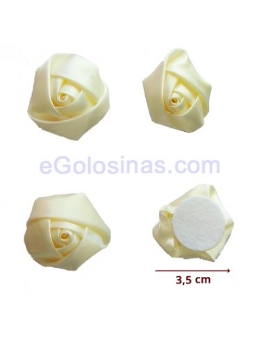 ROSAS DE TELA RASO BLANCO ROTO 4uds