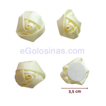ROSAS DE TELA RASO BLANCO ROTO 4uds