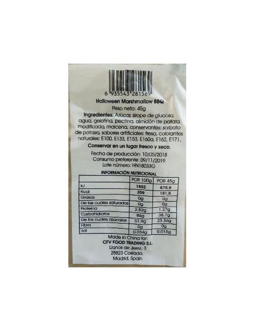 BROCHETA NUBES HALLOWEEN 45gr 24uds