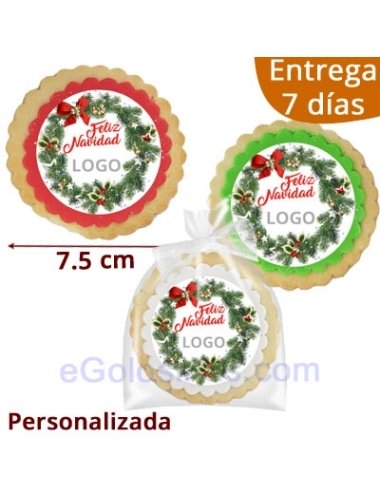 GALLETAS REDONDAS FELIZ NAVIDAD logo personalizado