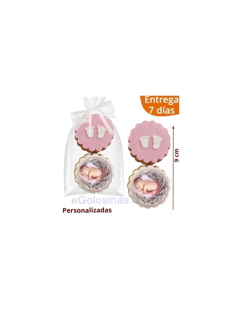 2 GALLETAS BEBE BAUTIZO PIES con FOTO