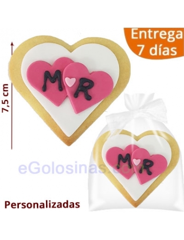 GALLETAS DECORADAS CORAZON BODA INICIALES