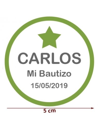 Etiqueta Pegatina Verde Estrella Personalizada 5cm