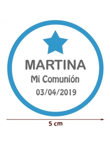 ETIQUETA 5cm AZUL ESTRELLA personal.