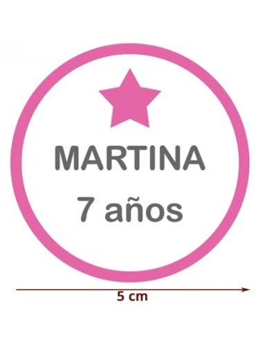 Etiqueta Pegatina Fucsia Estrella Personalizada 5cm