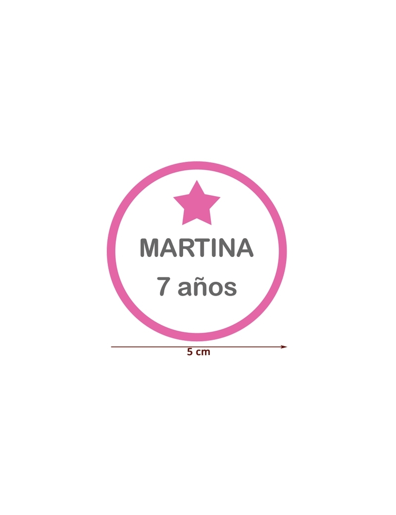 Etiqueta Pegatina Fucsia Estrella Personalizada 5cm