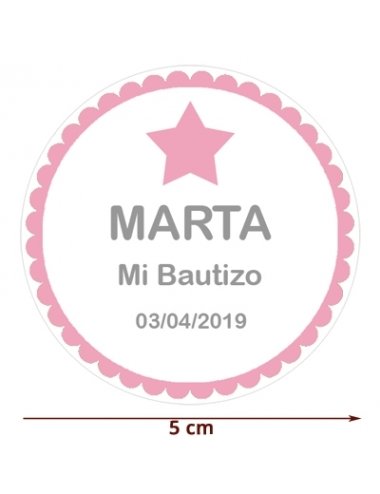 ETIQUETA 5cm ROSA ESTRELLA personalizada
