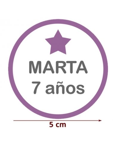 ETIQUETA 5cm LILA ESTRELLA personalizada