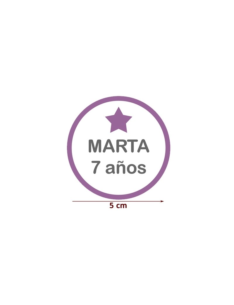 ETIQUETA 5cm LILA ESTRELLA personalizada