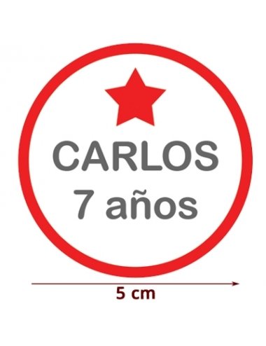ETIQUETA 5cm ROJO ESTRELLA personalizado
