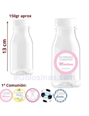 BOTELLA PLASTICO Y ETIQUETA DETALLE COMUNION