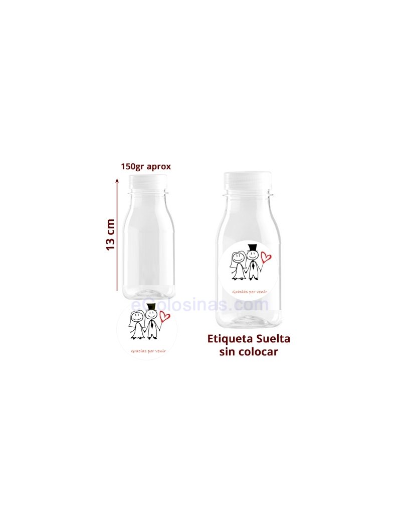 BOTELLA PLASTICO Y ETIQUETA DETALLE BODA