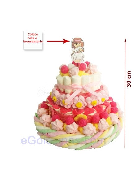 PASTEL CHUCHES 4 PISOS COMUNION ROSA 1500gr