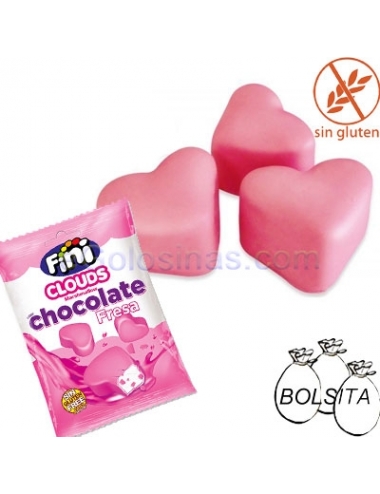 NUBES CORAZON CHOCO FRESA 80gr 12 bolsitas FINI