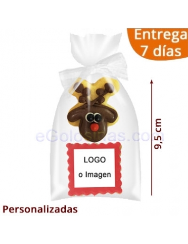 2 GALLETAS NAVIDAD RENO Y LOGO personalizadas