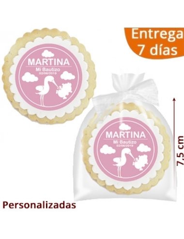 GALLETA RECORDATORIO BAUTIZO CIGUEÑA 7,5cm