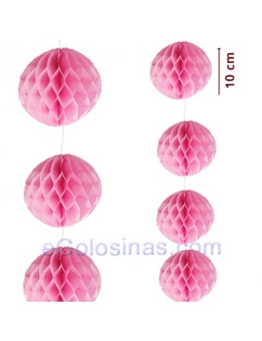 CADENA con 8 BOLA NIDO ROSA 10cm 2,4 metros