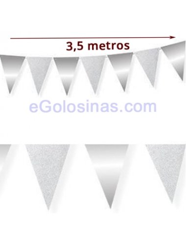 GUIRNALDA BANDERIN LISO PLATEADO 3.5mts
