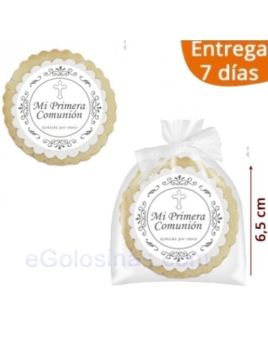 GALLETA DECORADA COMUNION BLANCA 6,5cm No personalizada