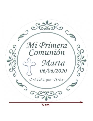 Etiqueta Pegatina Comunión Clásica Personalizada 5cm