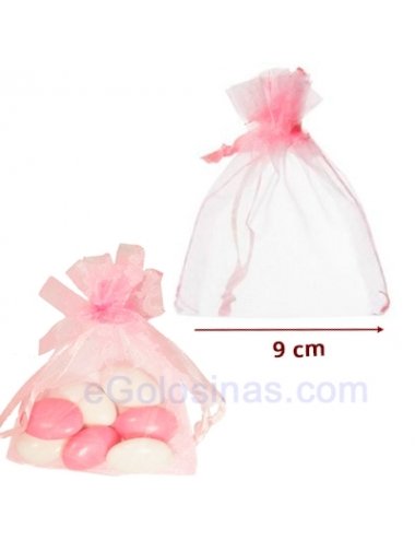 6 BOLSAS ORGANZA ROSA 9x11cm personalizables