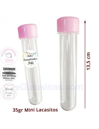 TUBOS PARA MINI CHUCHES con TAPA ROSA personalizables