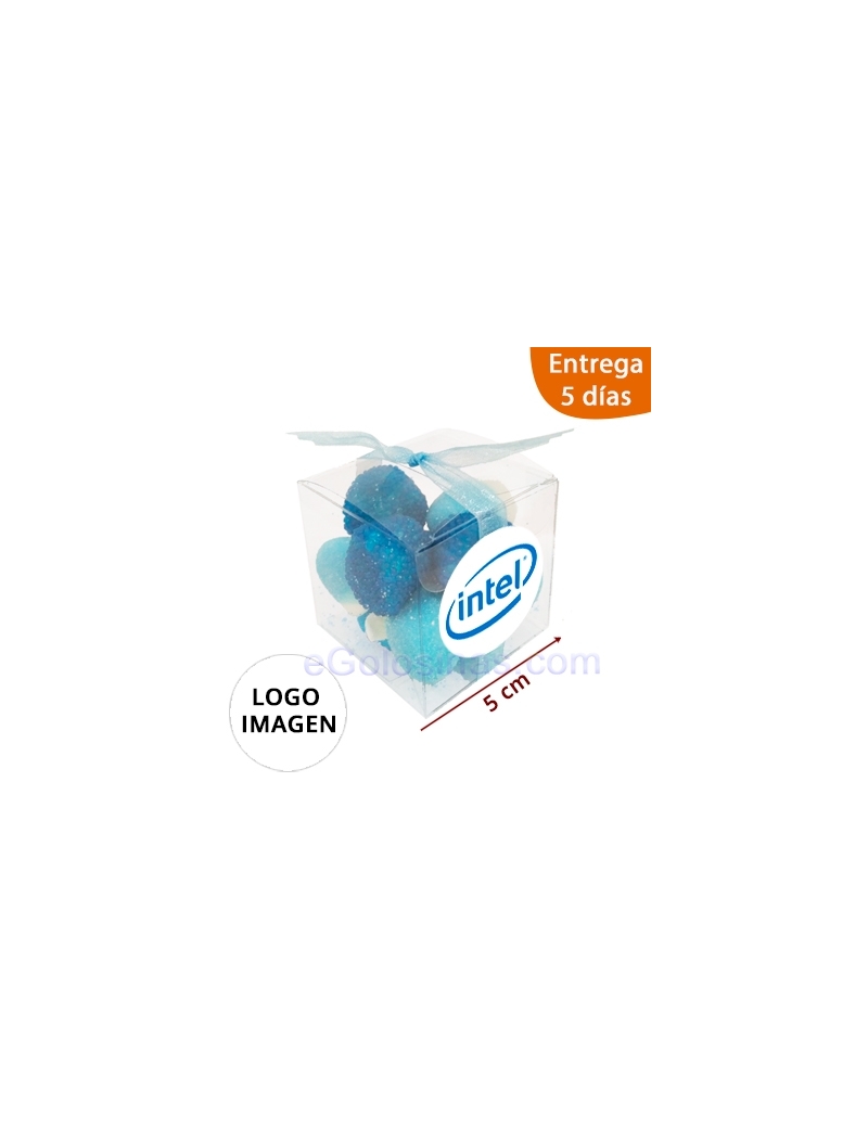  CAJA CHUCHES AZUL 65gr con LOGO personalizado