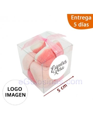 CAJA CHUCHES ROSA 65gr con LOGO personalizado