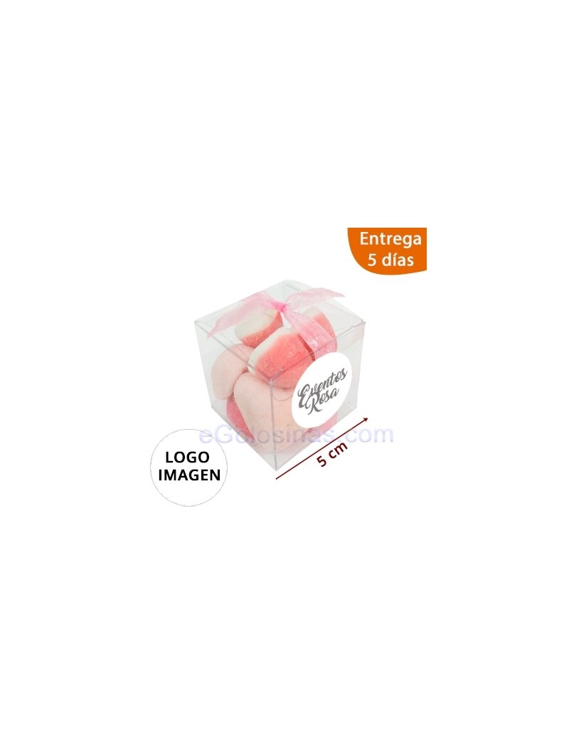 CAJA CHUCHES ROSA 65gr con LOGO personalizado