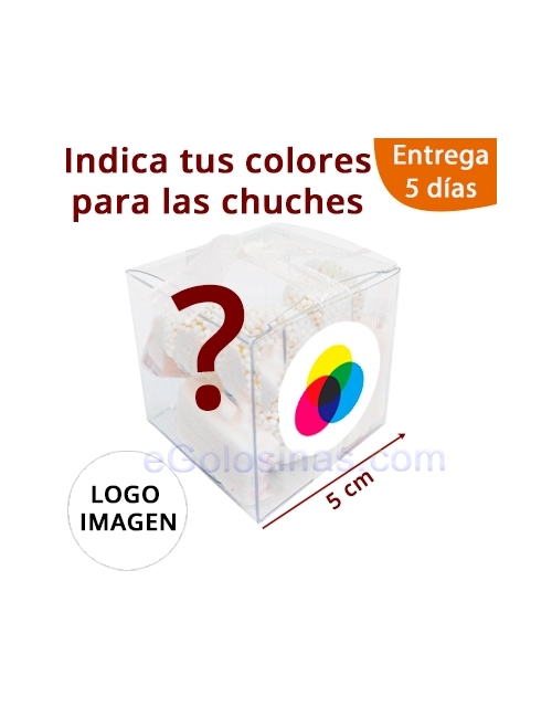 CAJA CHUCHES TUS COLORES con logo personalizada